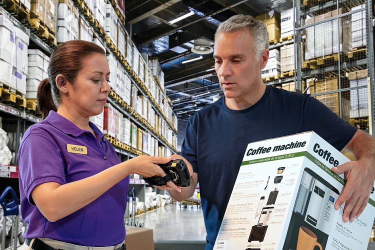 Customer signing for parcel